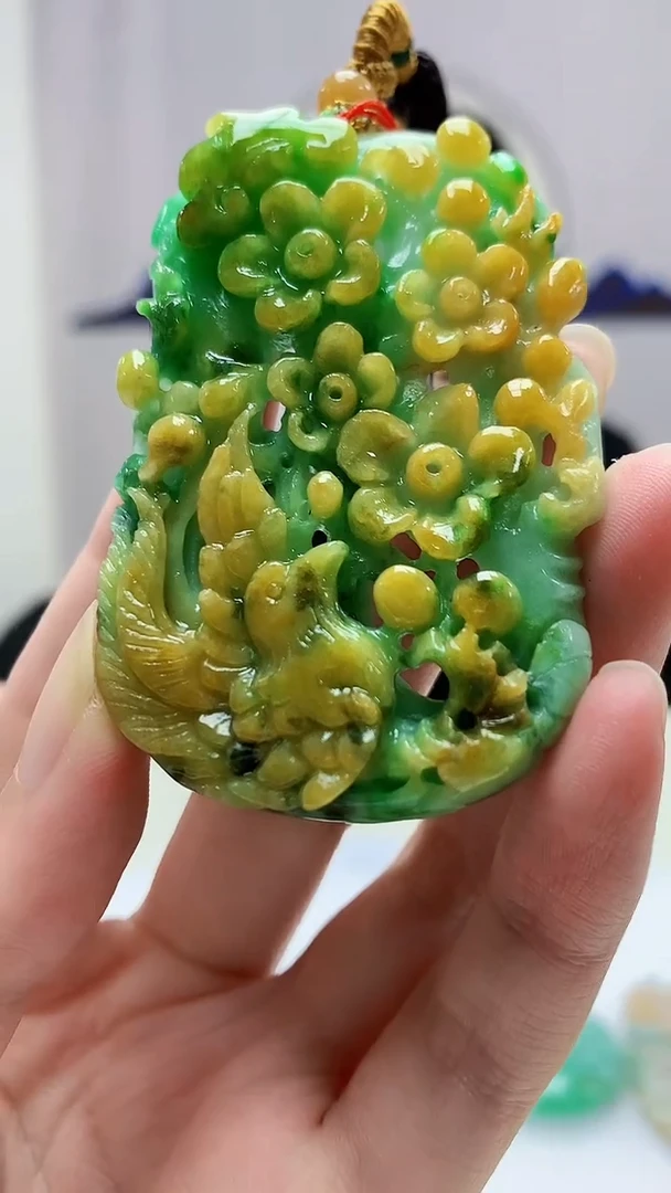 定制翡翠未镶嵌4852zm-毛货挂件凤凰96
