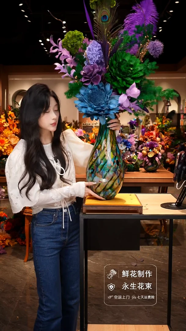 手工艺品琉璃手工花器花束空运包邮送货上门-以图片为准