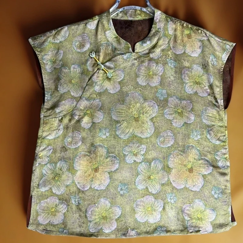 【金海棠】新中式国风时尚立领斜襟女士夏季精致透气高级感短袖上衣