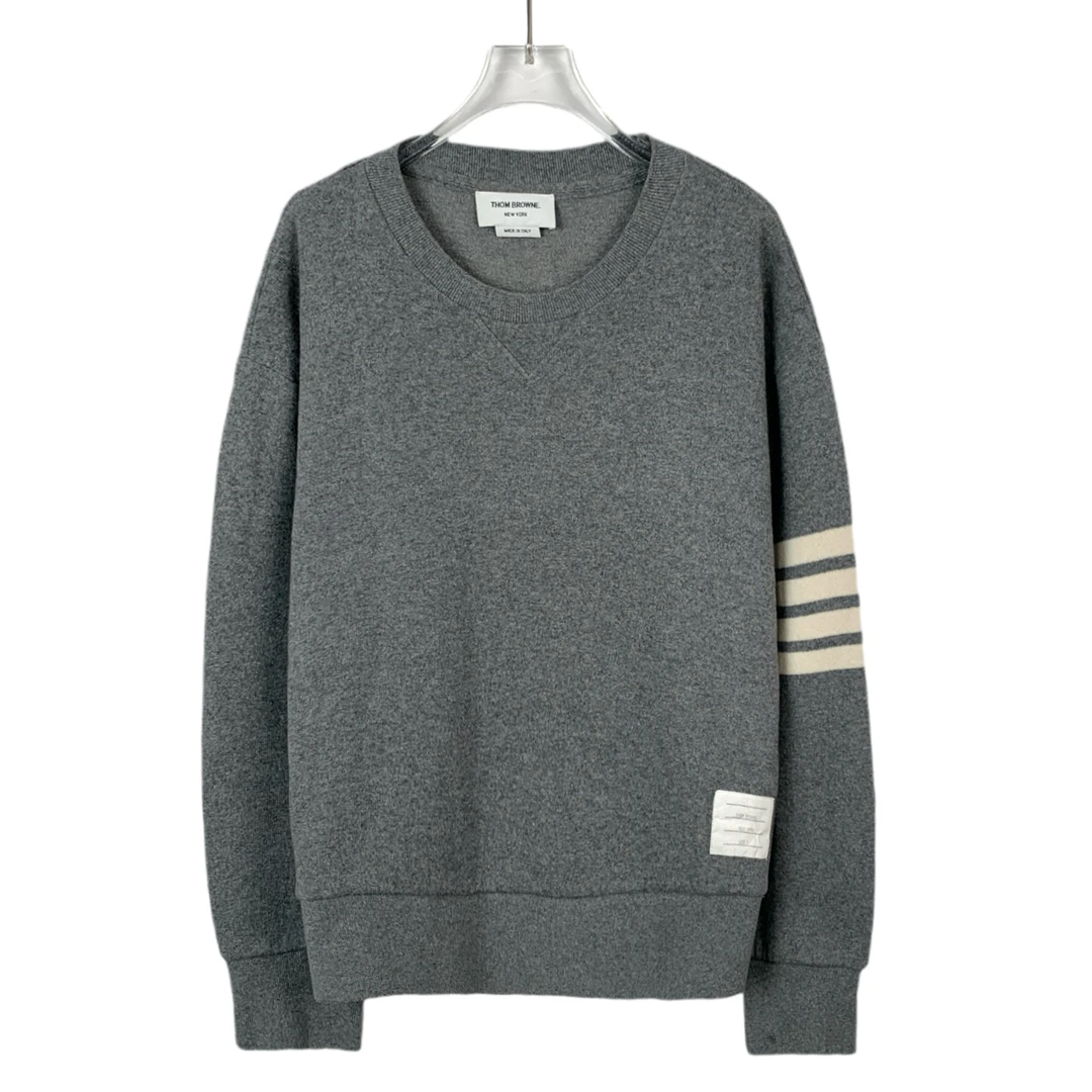 95新 THOMBROWNE H10079 经典四杠灰色圆领棉质长袖卫衣