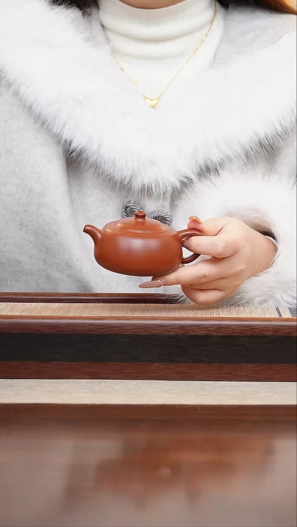 朱泥井栏120cc宜兴手工紫砂壶