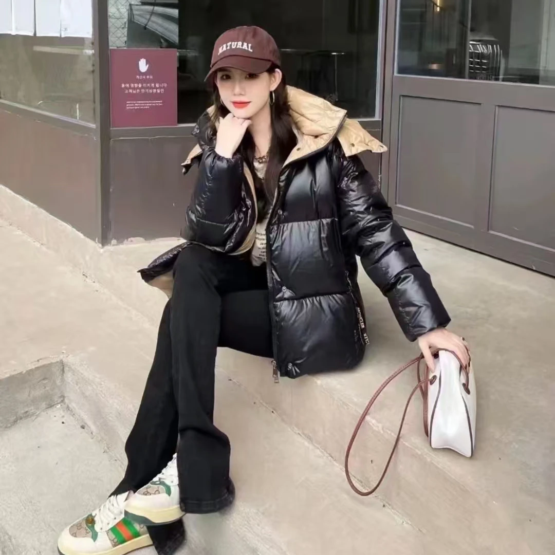 时尚加厚潮流保暖连帽可拆卸袖子女士外套0055