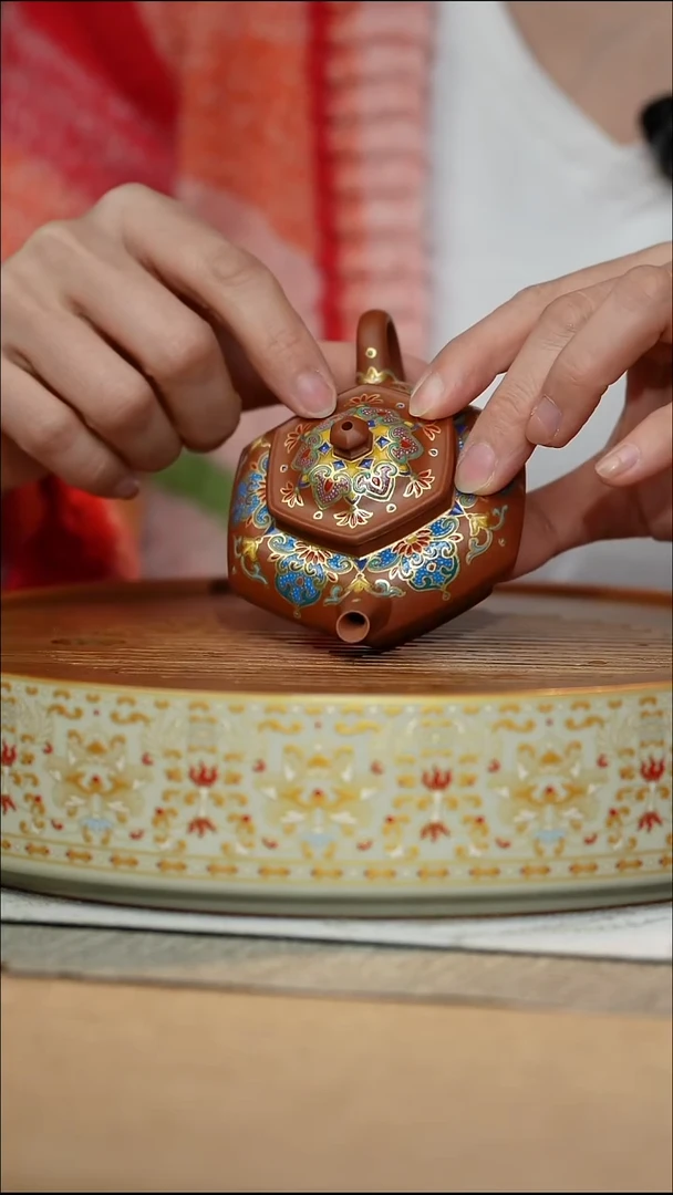 茶壶紫砂朱泥珐琅彩
