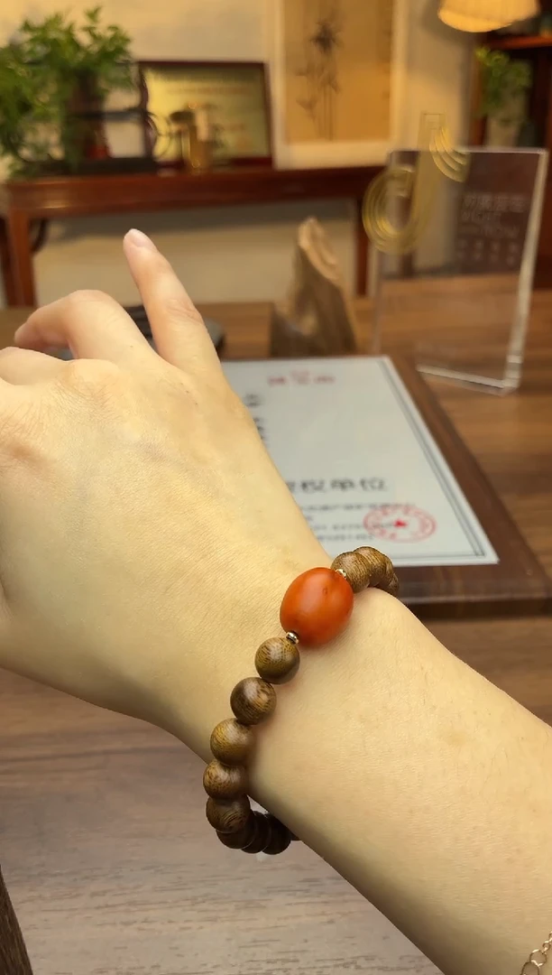 沉香手串【非遗】富森红土铁锈红沉08单圈设计