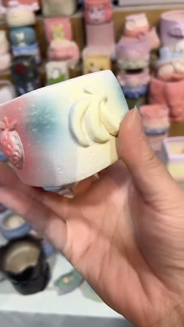 麦饭石粗陶多肉花盆口径5.5*4.5