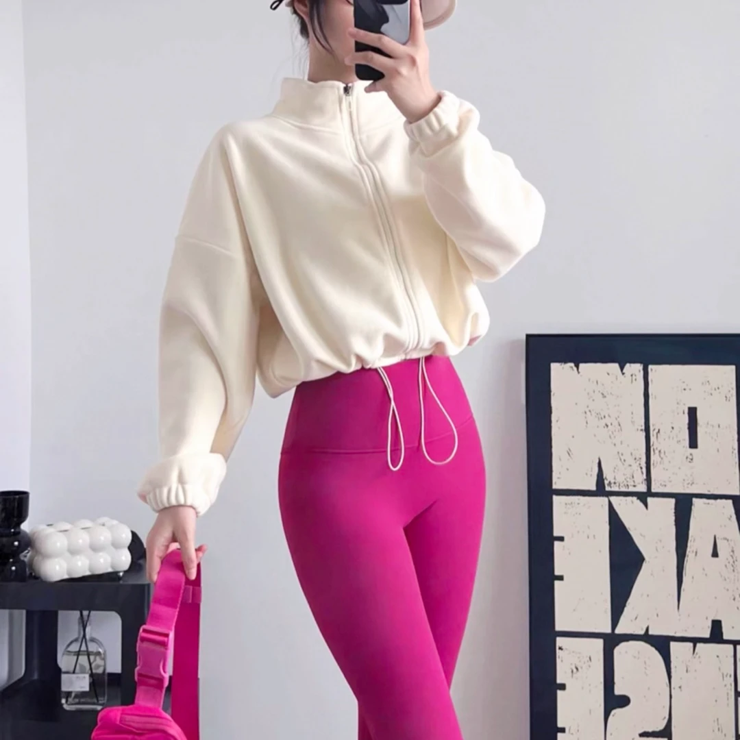 J127户外运动外套女双面奥粒绒加厚保暖显瘦宽松健身瑜伽服上衣B