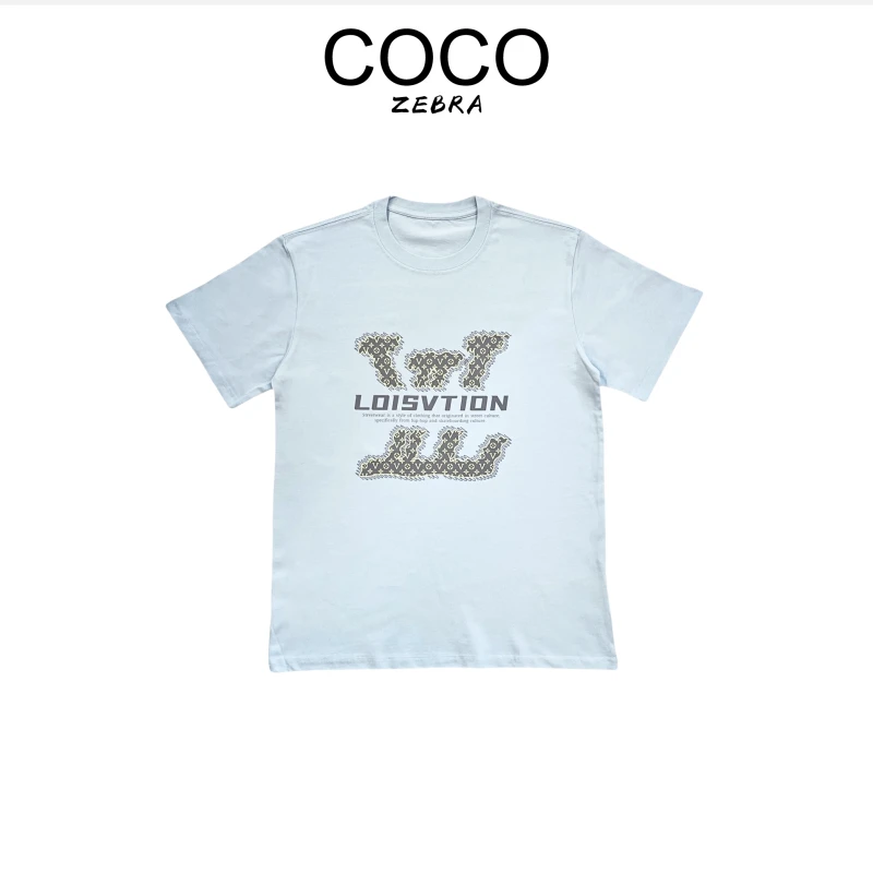 COCO LESLEY 夏季情侣百搭时尚潮流宽松圆领T恤7512