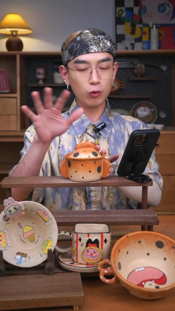 杯子景德镇可爱设计师款陶瓷（带盖）