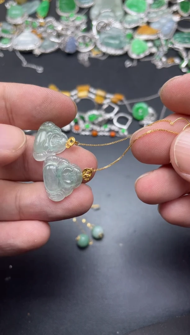 【闪购商品】翡翠耳饰18K金镶嵌塑寄售商品不退不换