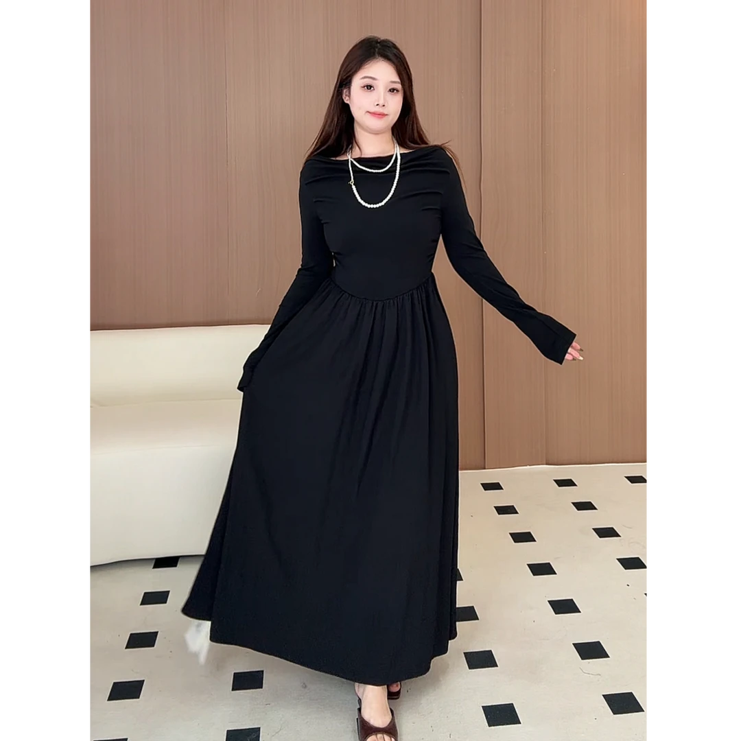 白白【鎏光】一字肩温柔赫本风连衣裙 WBM0477