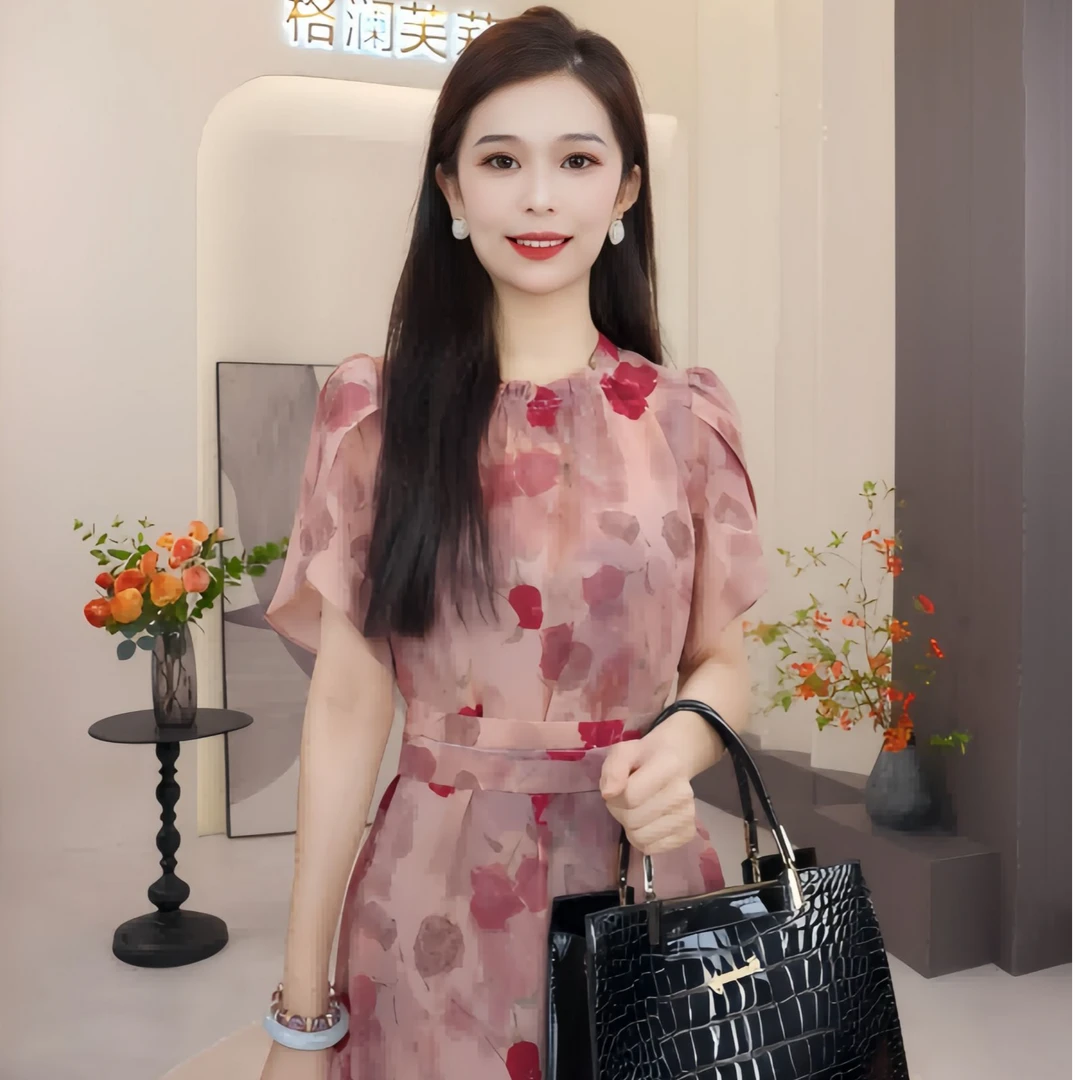 格澜芙莉2025年女装夏季新款法式洋气显白时尚显瘦减龄连衣裙