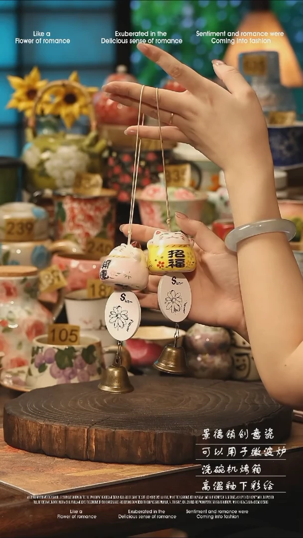 陶瓷风铃随机景德镇高温釉下彩手工手绘款式