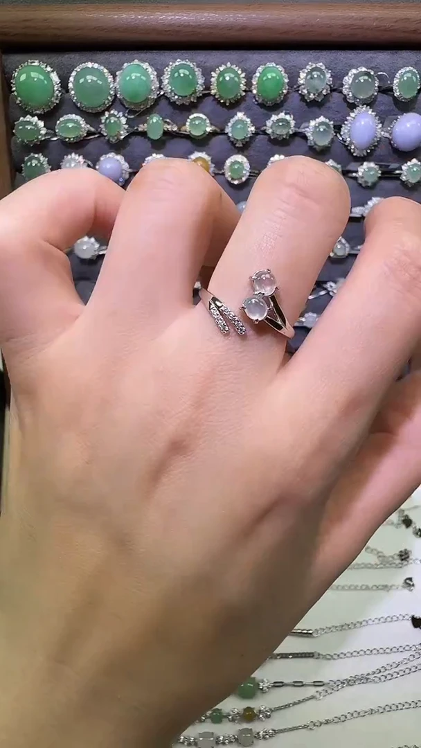 银S925镶嵌戒指翡翠戒指22