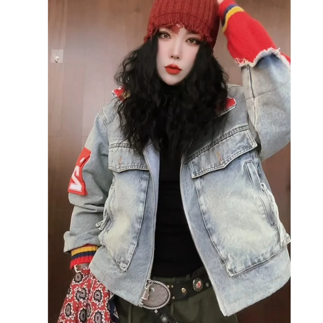 2025早春款新款定制拼接牛仔外套