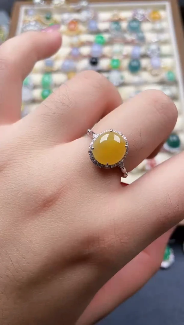 银S925镶嵌戒指翡翠70