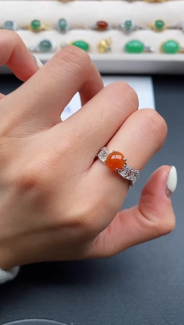 银S925镶嵌戒指翡翠777777+3