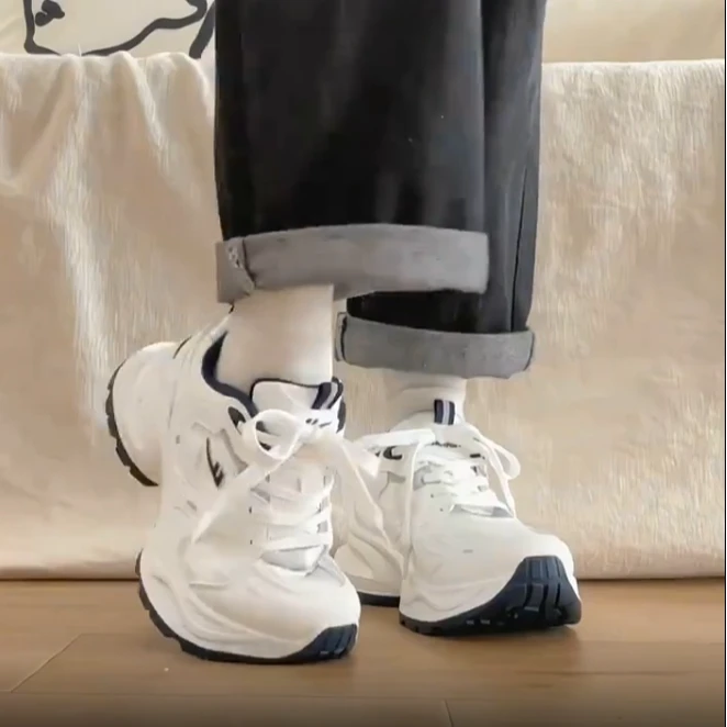 回力超火老爹鞋爆改皮面2025春季新款学生超轻跑步鞋运动鞋情侣款