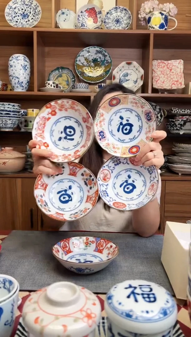 瓷片七福神14cm钵碗 5只套装