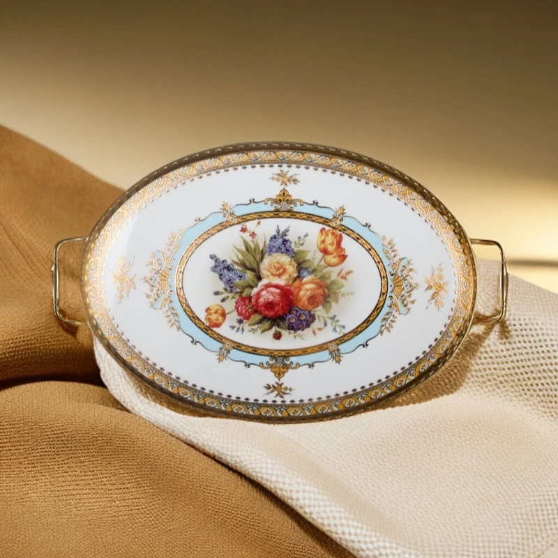 【奇居高端】轻奢高温瓷配铜晨曦之恋大托盘客厅摆件#J-2001-H300