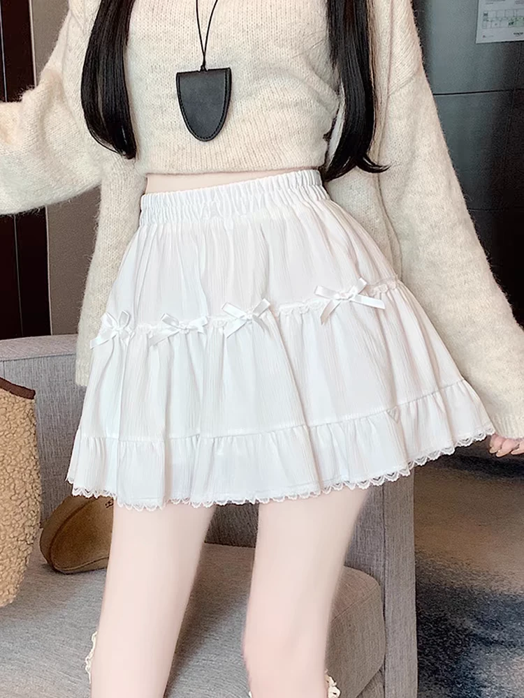 丝绒蛋糕裙半身裙女秋冬季小个子高腰防走光法式蕾丝花边蓬蓬短裙