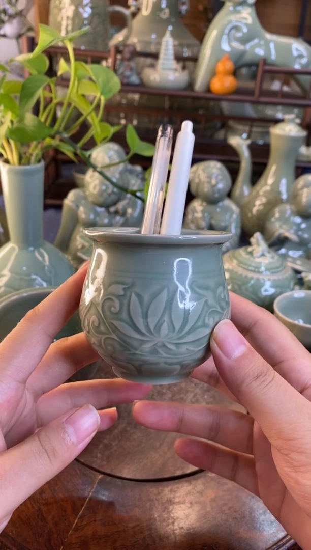 耀州窑瑕疵 朗陵罐 【高的】矿点缩釉 【2】个