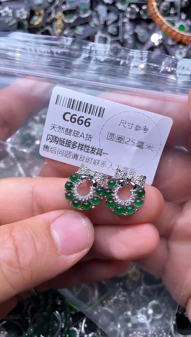 【闪购商品】翡翠颈饰未镶嵌C666耳钉