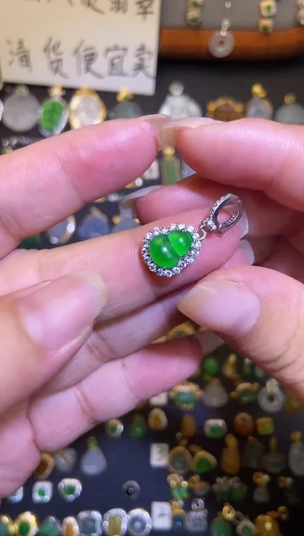 翡翠银S925镶嵌吊坠(不含链)1