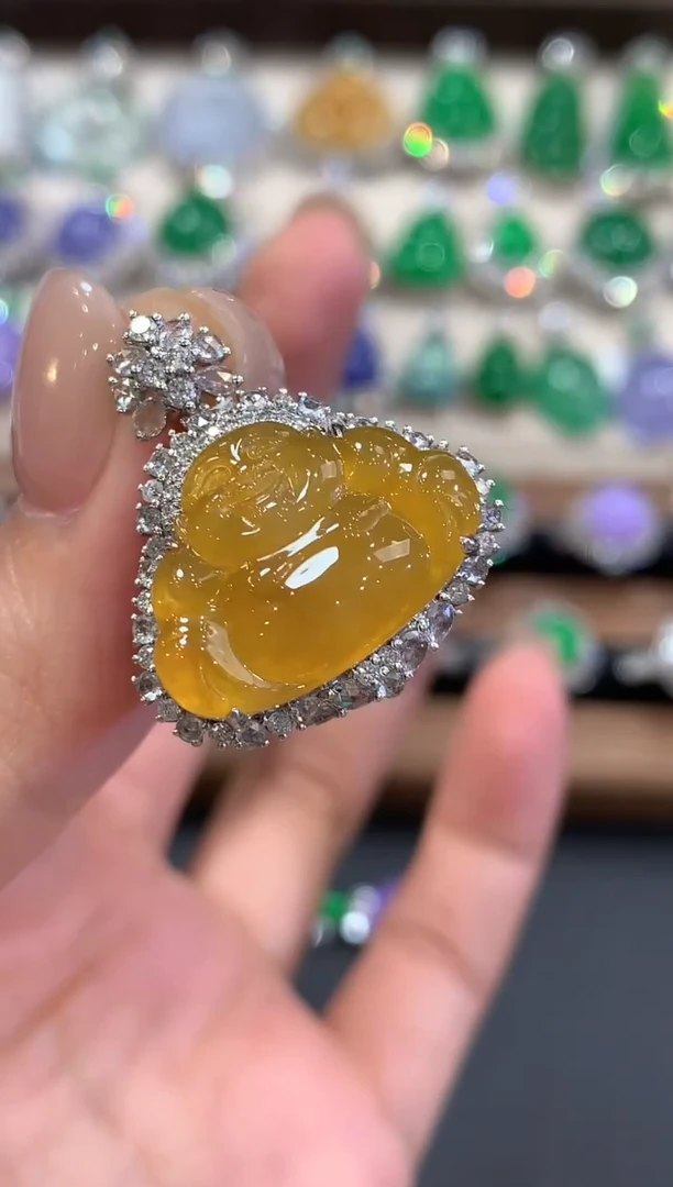 吊坠(不含链)18K金镶嵌翡翠q89