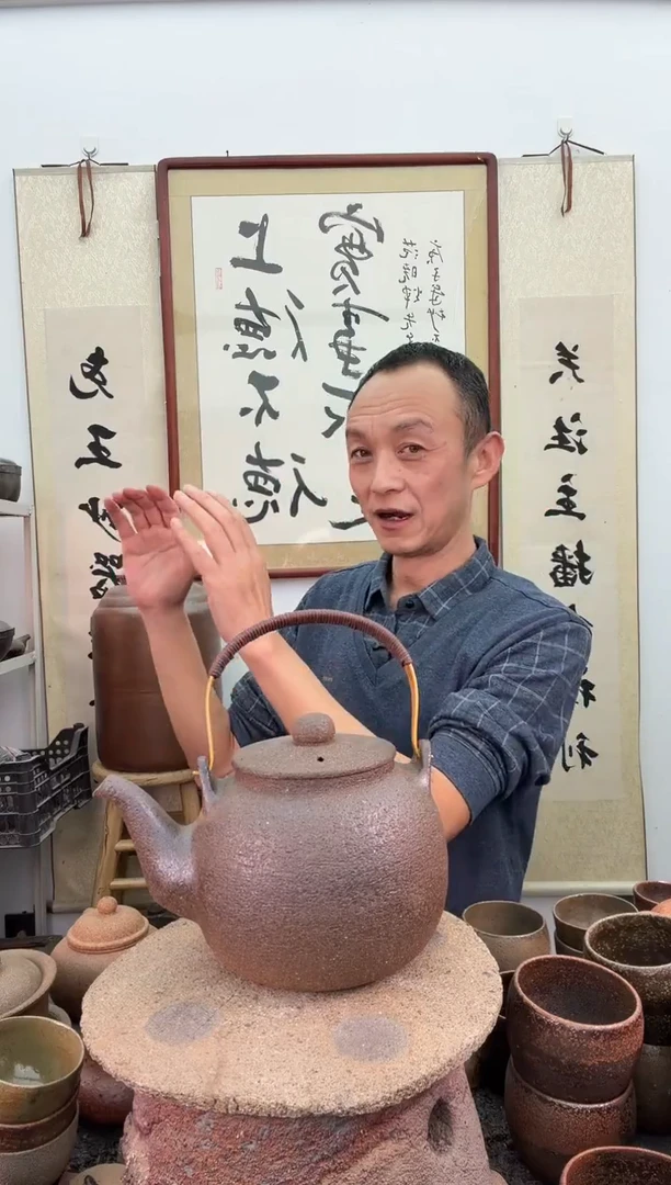 全手工红色活动把龙蛋提梁壶非遗技艺1.2升