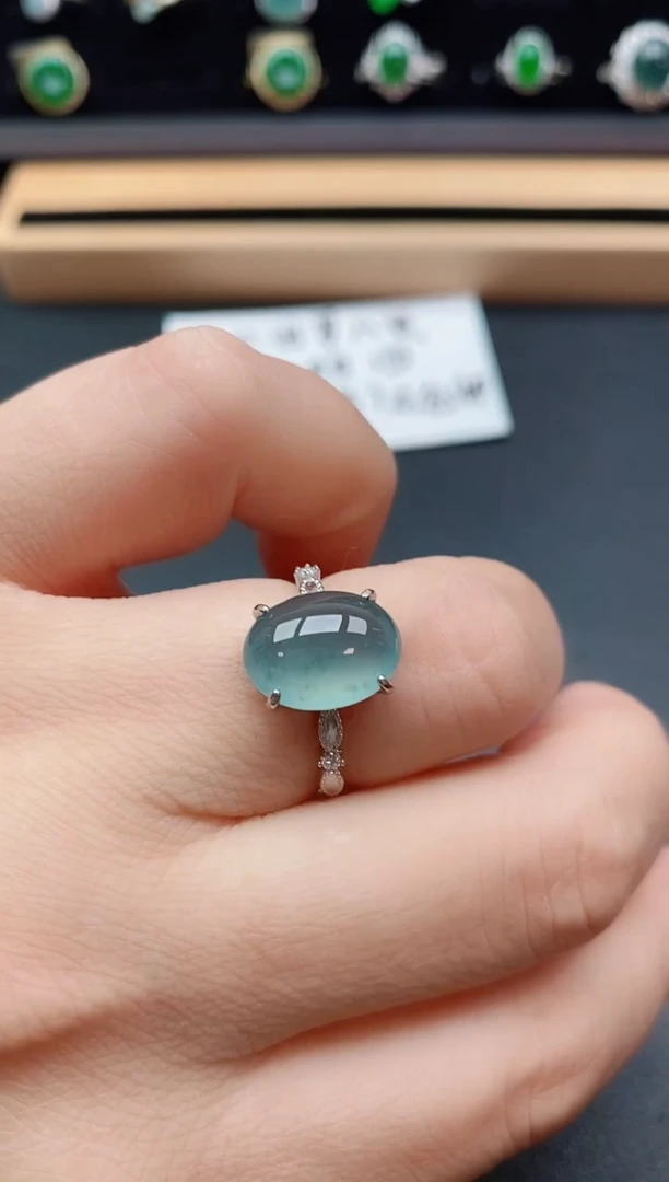银S925镶嵌戒指翡翠1