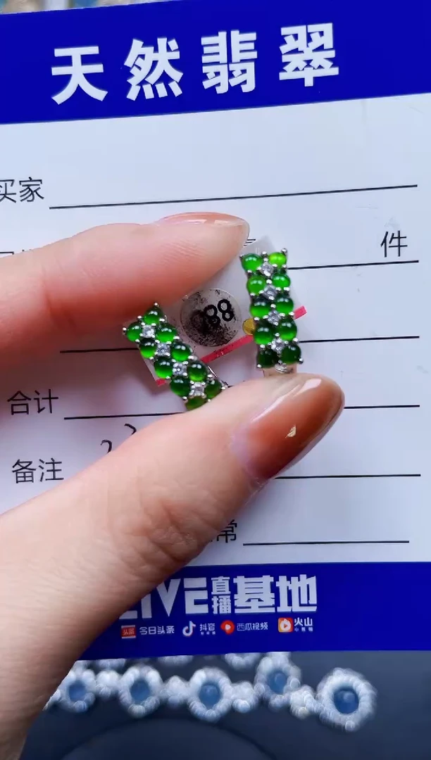 银S925镶嵌翡翠耳饰232