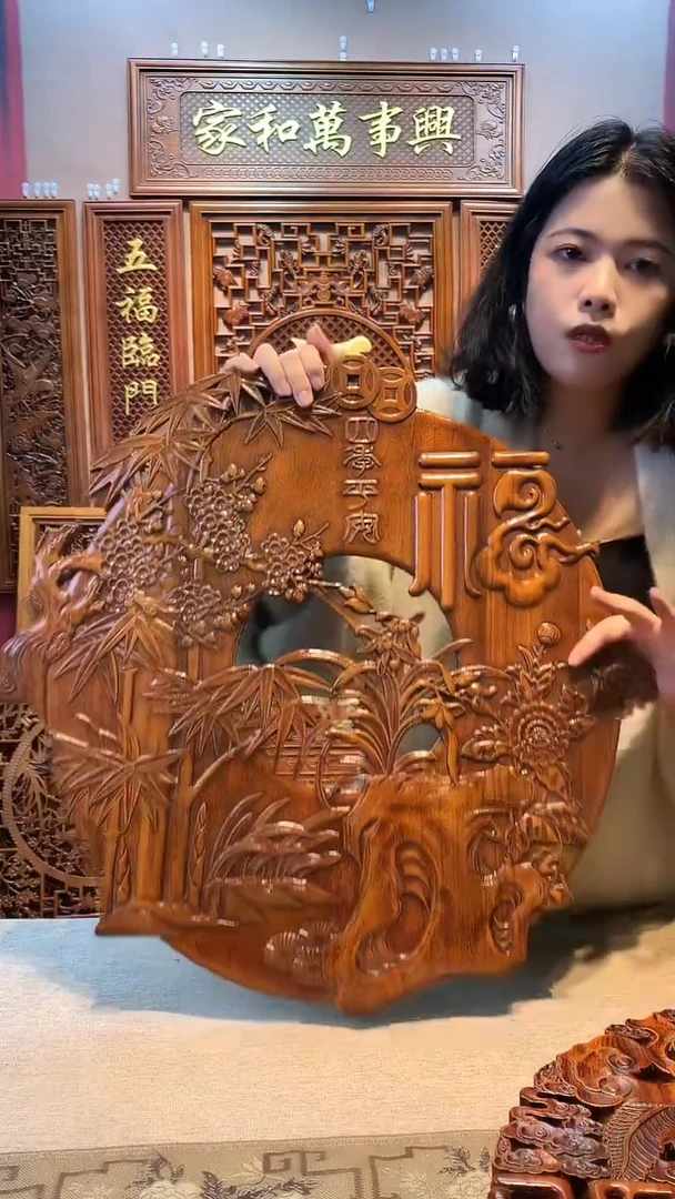 香樟木木雕款香樟木58四季福挂件