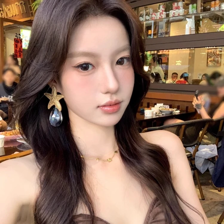 合金仿水晶耳饰 西西里假日 夏日复古海星水晶耳环高级度假风耳饰