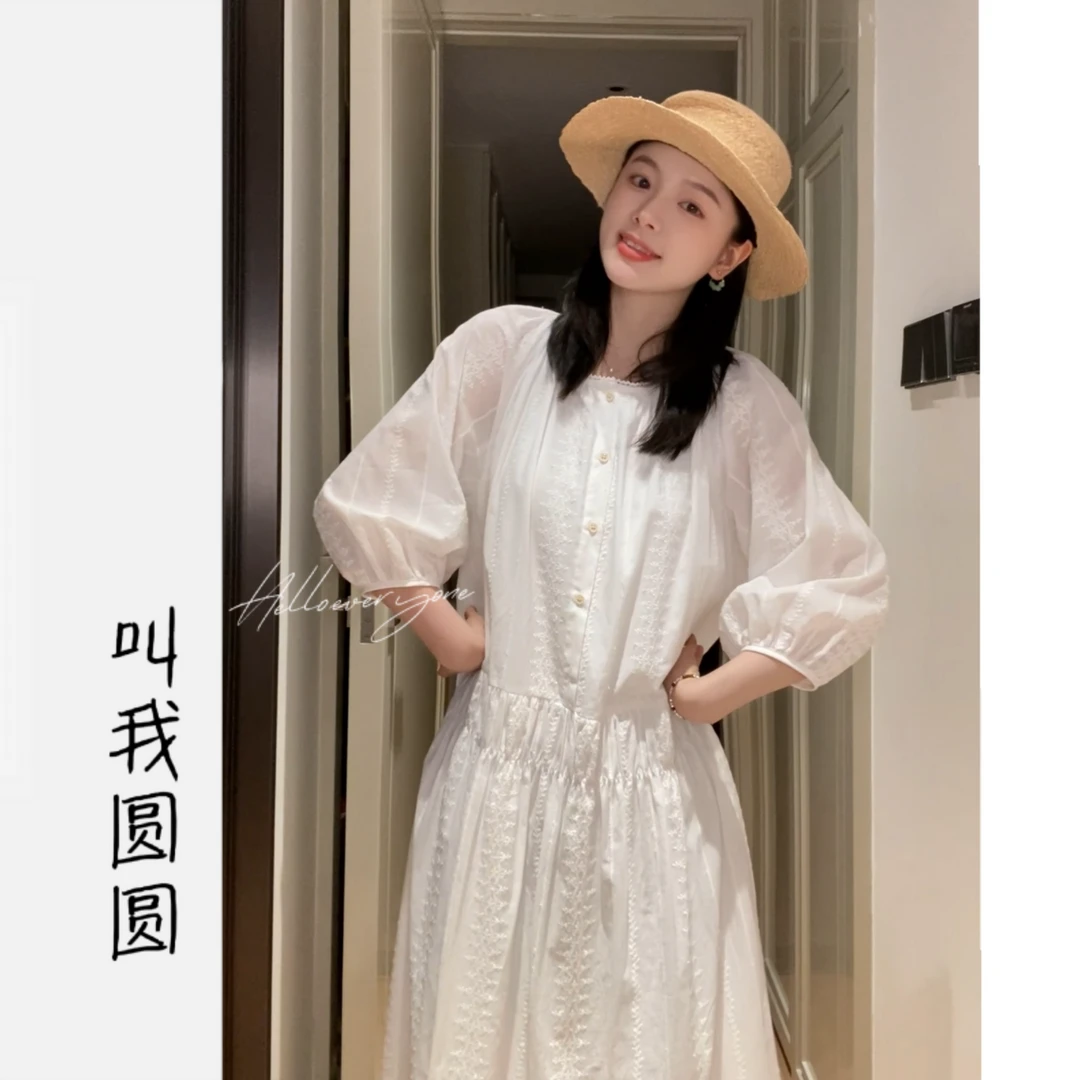 圆圆【晴天娃娃】白色裙子显瘦气质百搭夏季连衣裙 YY 10707