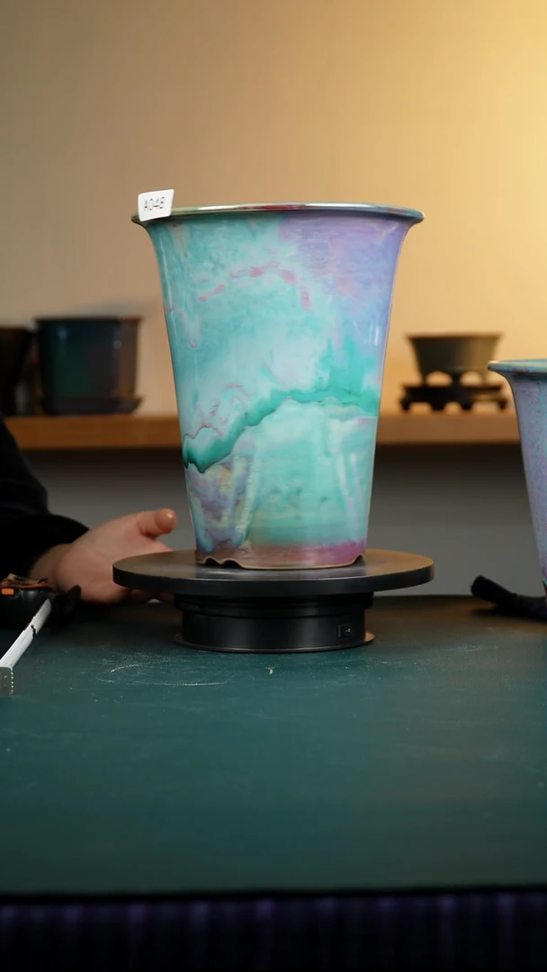 金*钻048微瑕福利纯手工窑变兰花盆高26/24.5/口径22/18不退不换