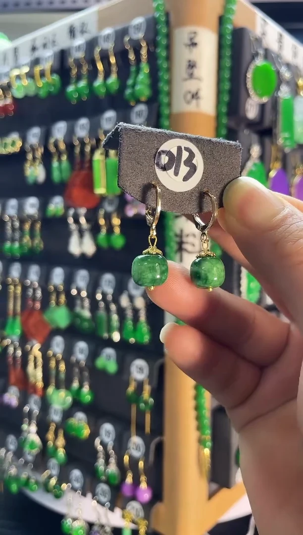 【闪购商品】翡翠耳饰银S925镶嵌老013