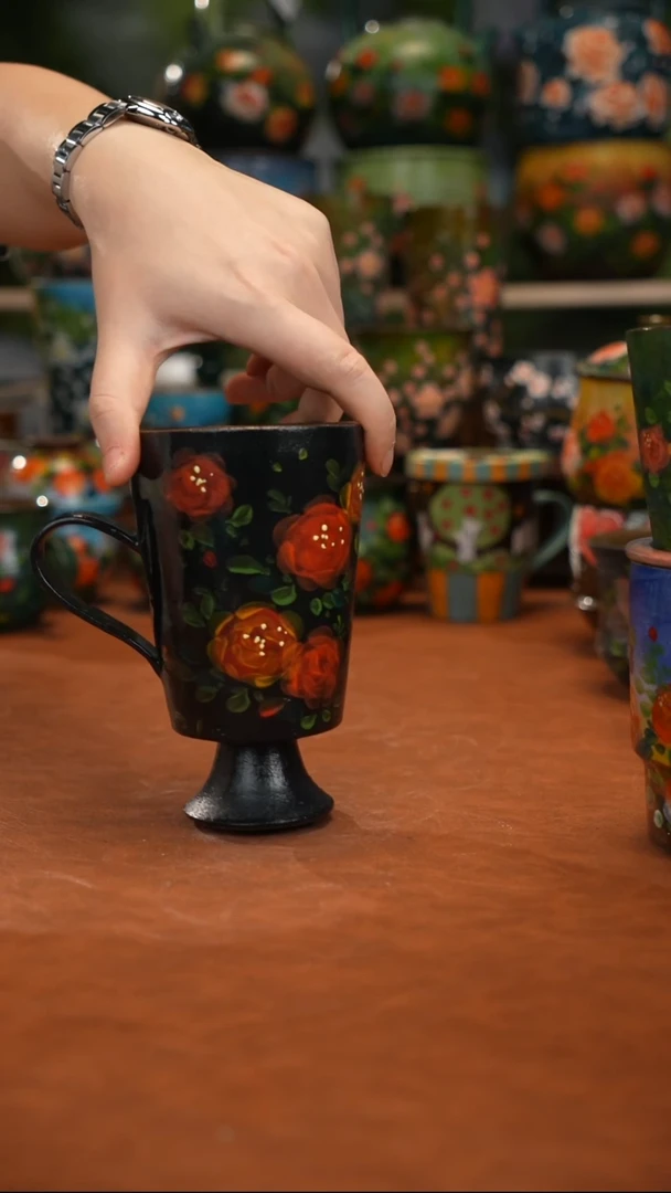 紫砂油画   釉下彩  杯子