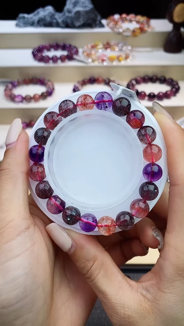 未镶嵌手链水晶黑加仑超七9m+