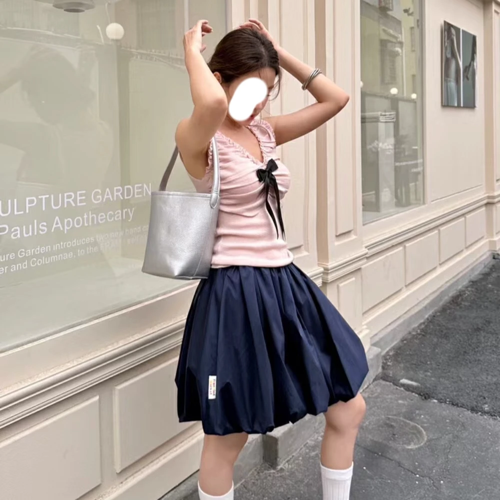 88959纯色花苞半身裙宽松百搭