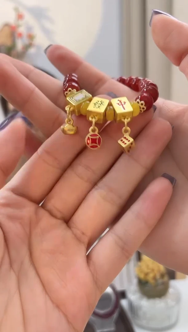 非金属无雀友红玛手串