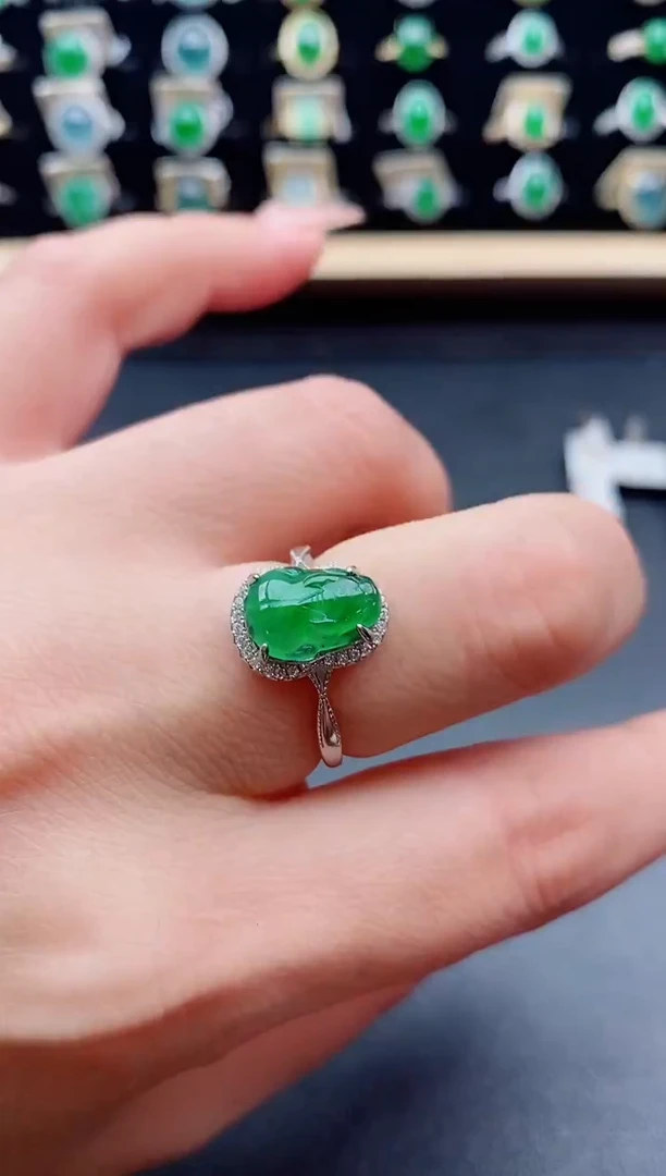 银S925镶嵌戒指翡翠1