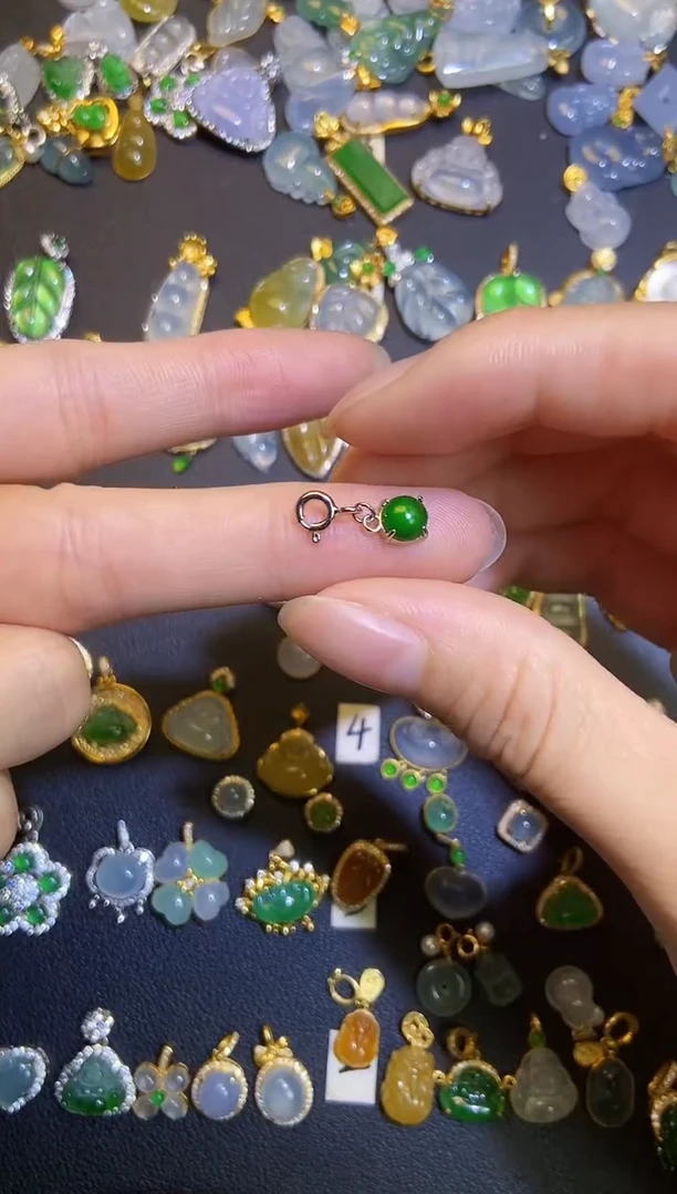 翡翠银S925镶嵌吊坠(不含链)1