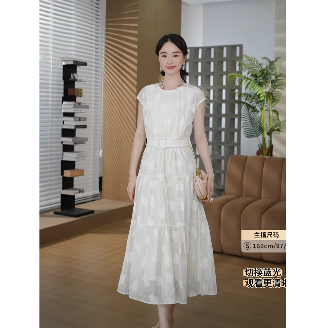 HELA AOMI“月光铃兰”醋酸羊毛小清新竖纹不规则连衣裙CY5BC72471