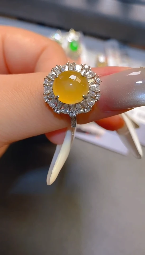 翡翠银S925镶嵌耳饰天然