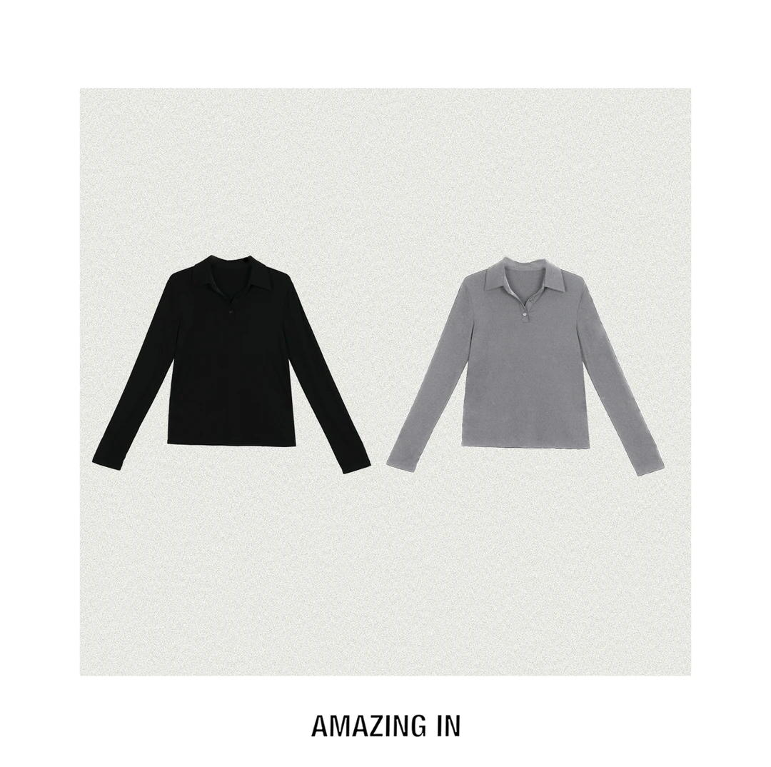 AMAZING IN | 桑蚕丝 | 树脂扣休闲POLO衫 A250703-AI57BTL556107