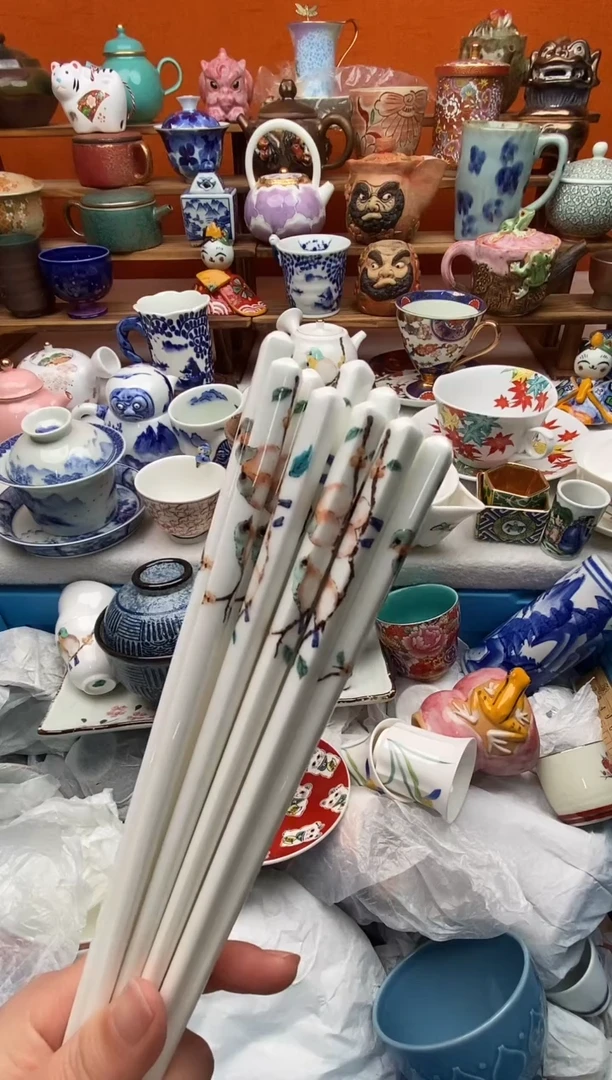 瓷片九谷小鸟筷子5双