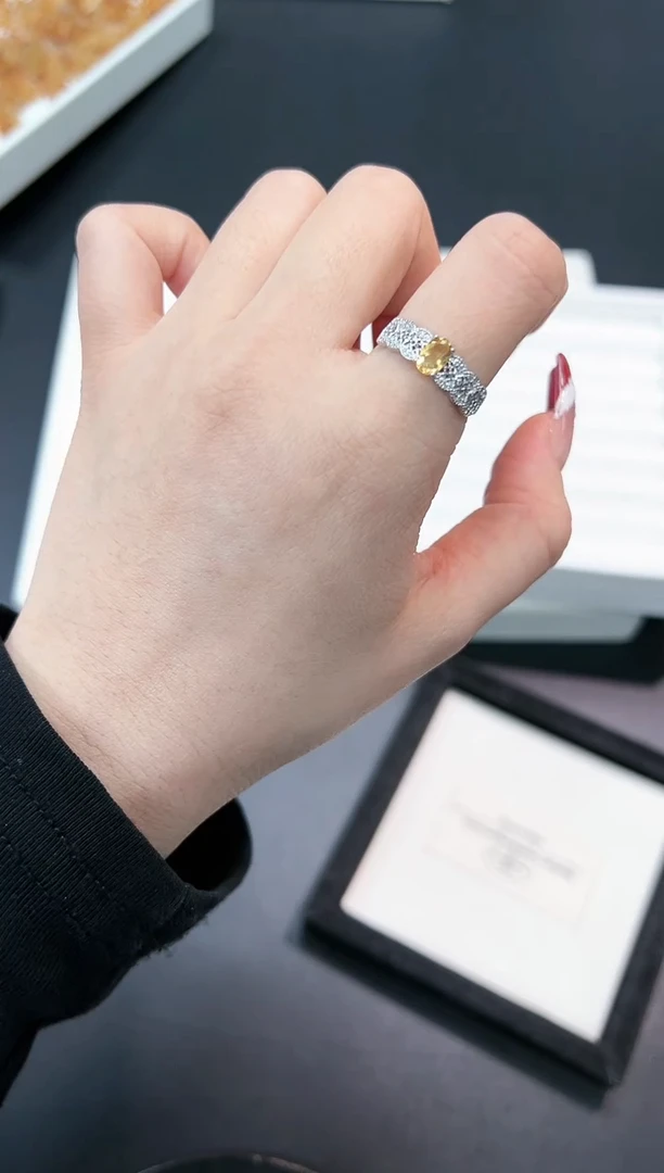 【闪购商品】黄晶戒指银S925镶嵌21c多样性发其一/1个默认微瑕