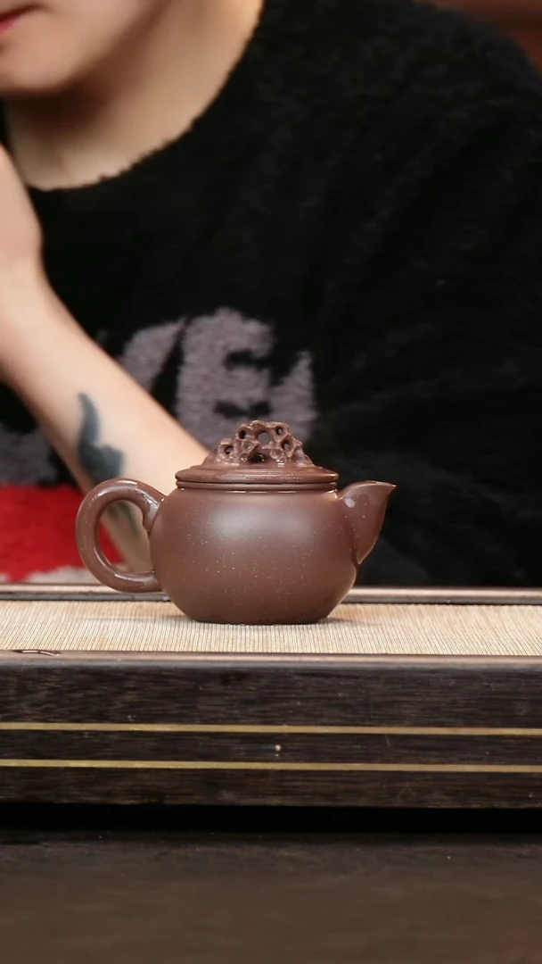 茶壶紫砂原矿天青泥暗肝色 太湖石石鼓