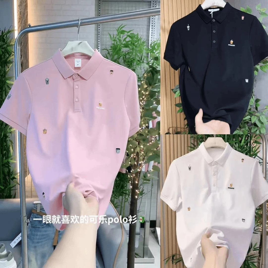 夏季男士刺绣工艺百搭休闲POLO衫5822