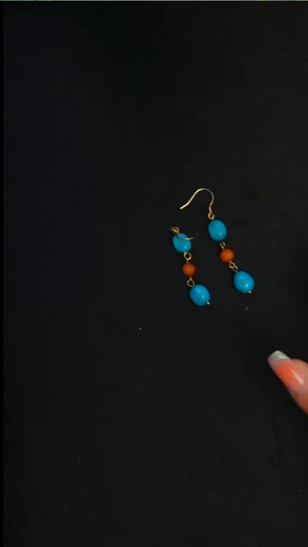 银S925镶嵌绿松石耳环发货一件